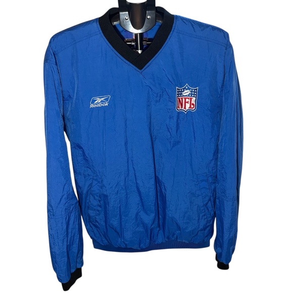 NFL Reebok Vintage 90s Mens Blue V-Neck Pullover Windbreaker Jacket Size Medium - Picture 1 of 8